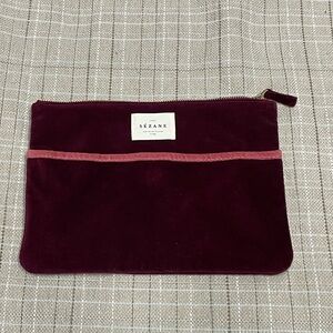 Sézane Burgundy Velvet Clutch